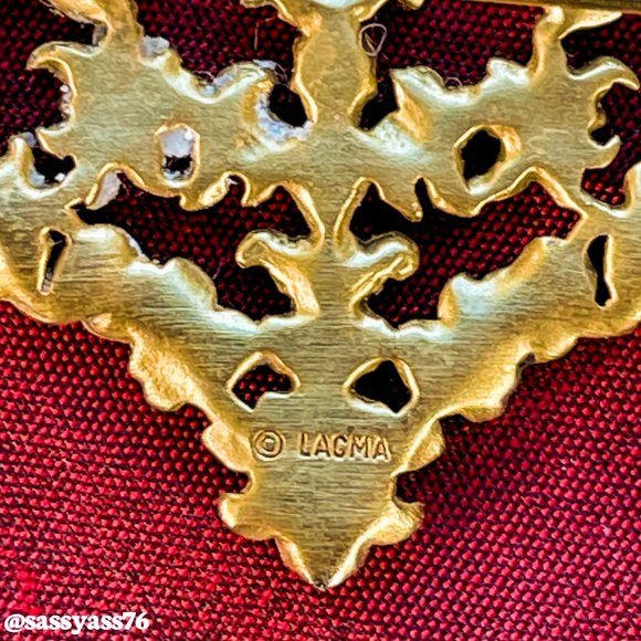 ▪️VTG▪️LA COUNTY MUSEUM OF ART▪️Gold Floral Heart Brooch Museum Reproduction - Picture 3 of 3